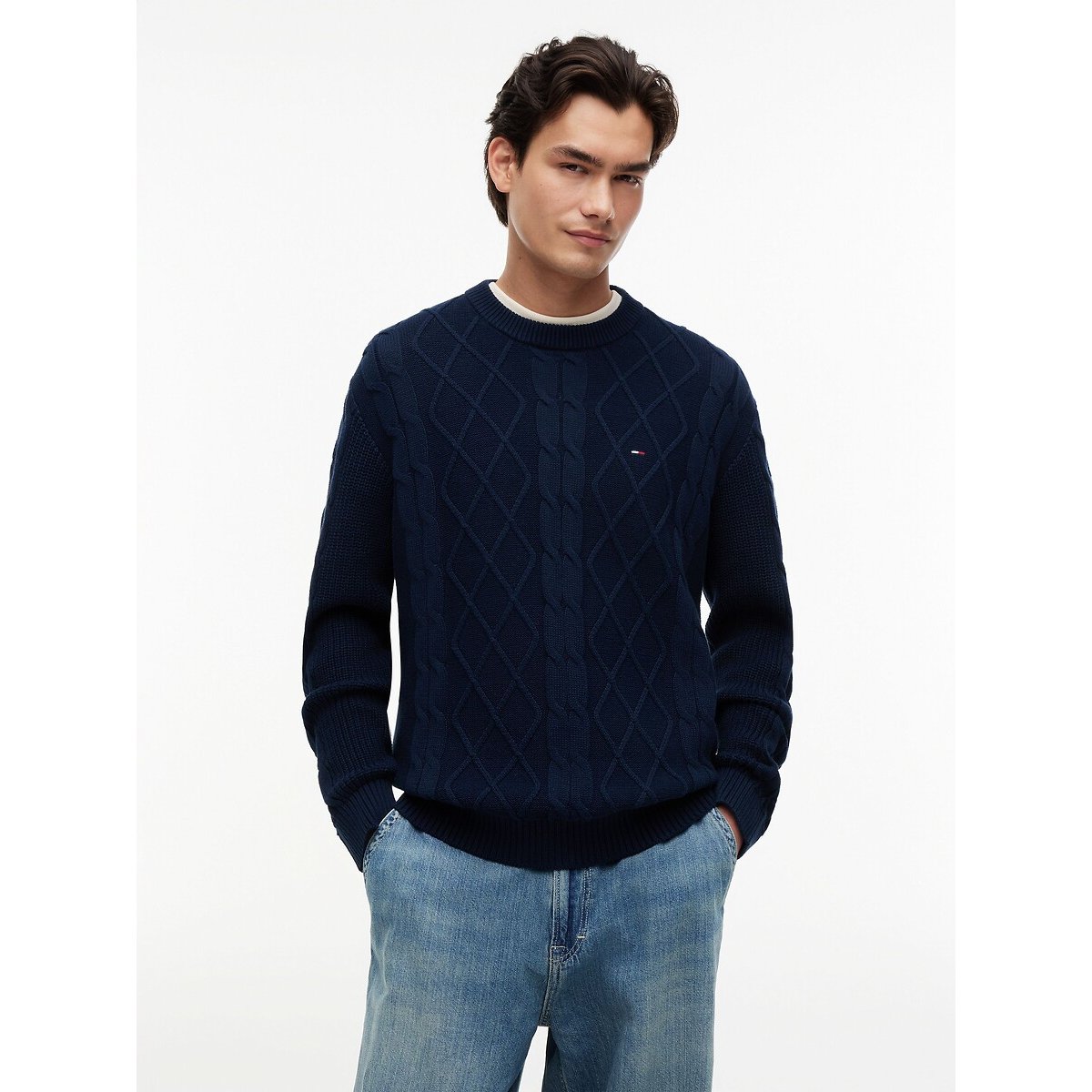 Camisola estruturada em malha grossa marinho, TOMMY JEANS