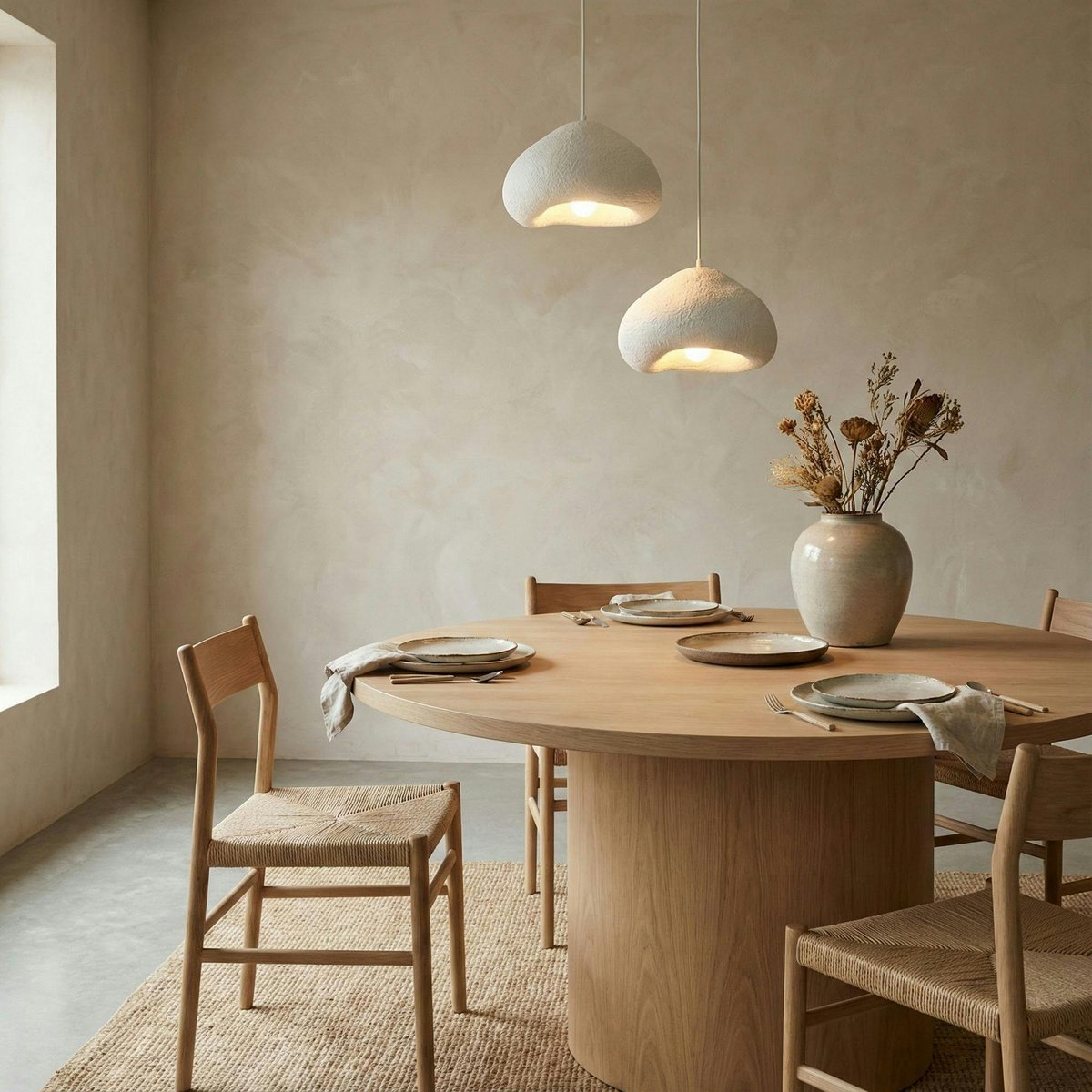 Suspension salon blanche design organique 2 abat-jour NOXIS blanc, PIER IMPORT