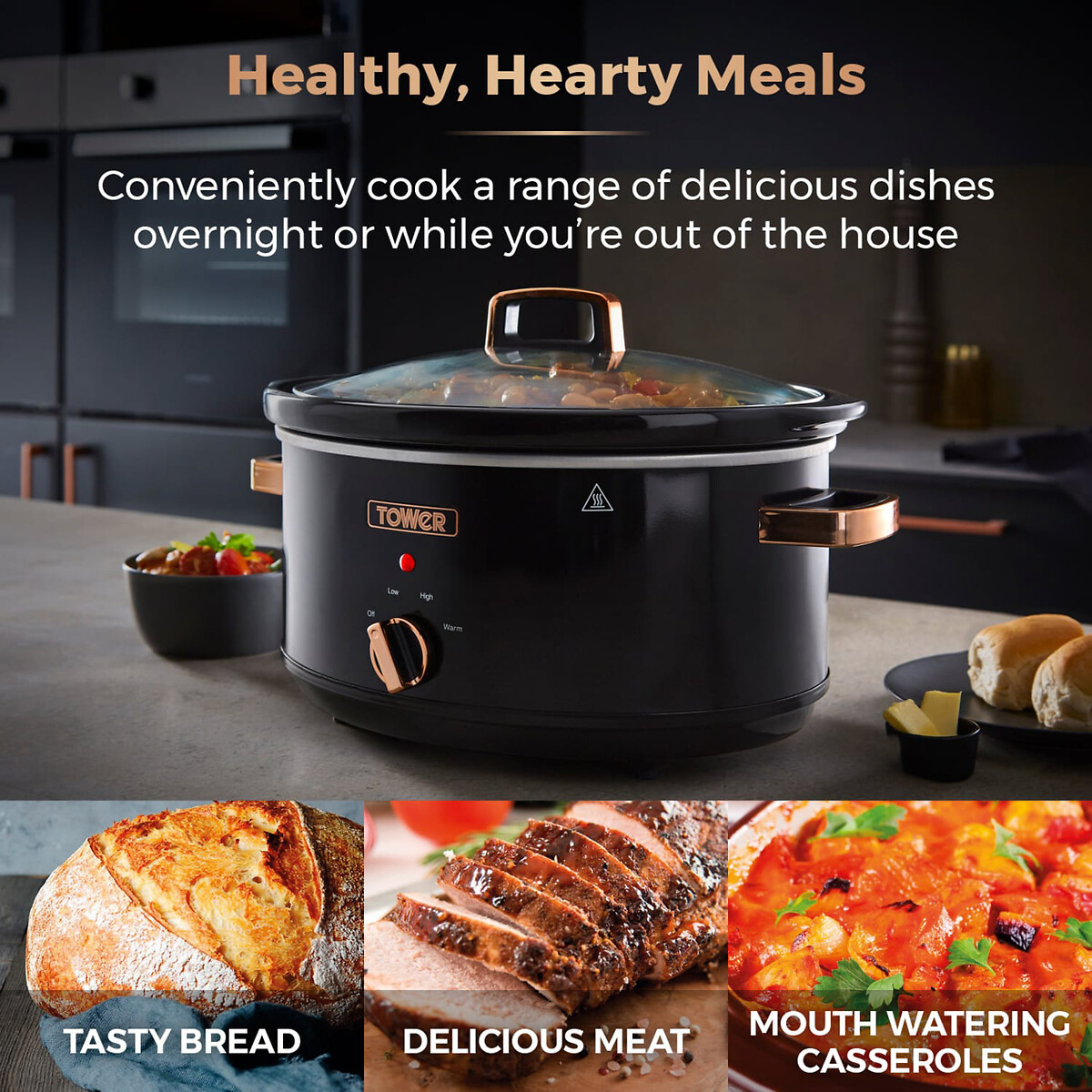 Infinity 6.5L Slow Cooker - T16019 black, TOWER