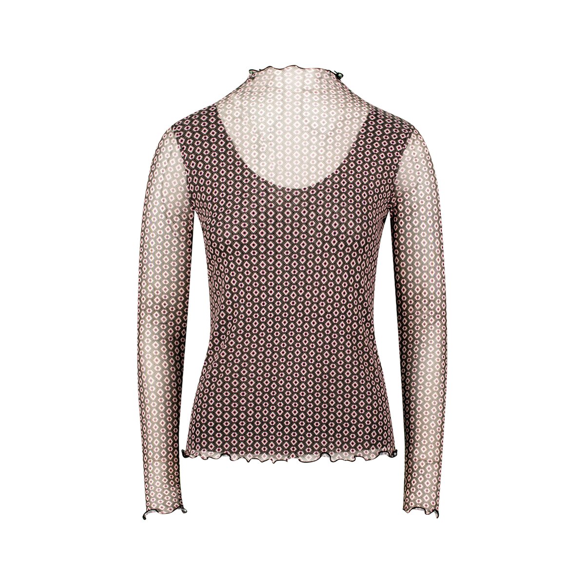 Mesh-Shirt mit grafischem print creambrown, ZERO