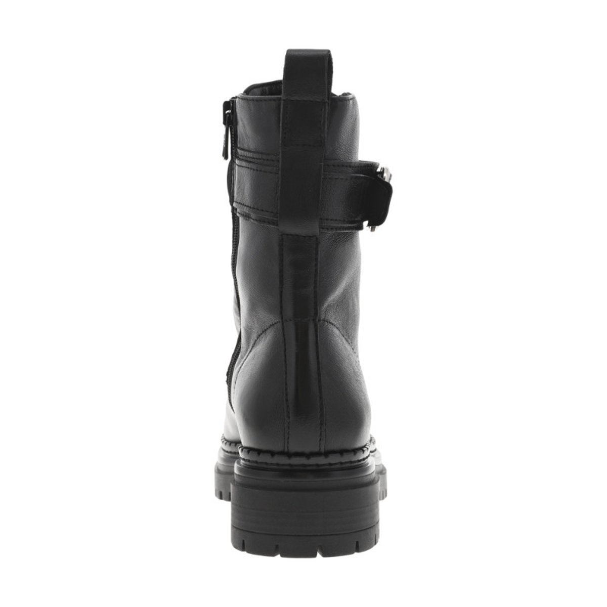 Bottines en cuir noires à talon décroché bas avec fermeture zippée noires, MJUS