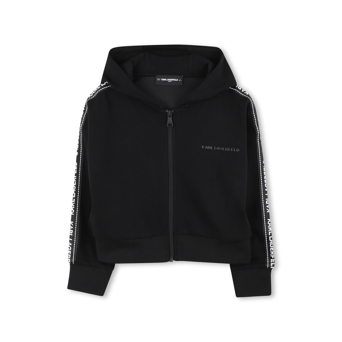 Cardigan con cappuccio black, KARL LAGERFELD KIDS