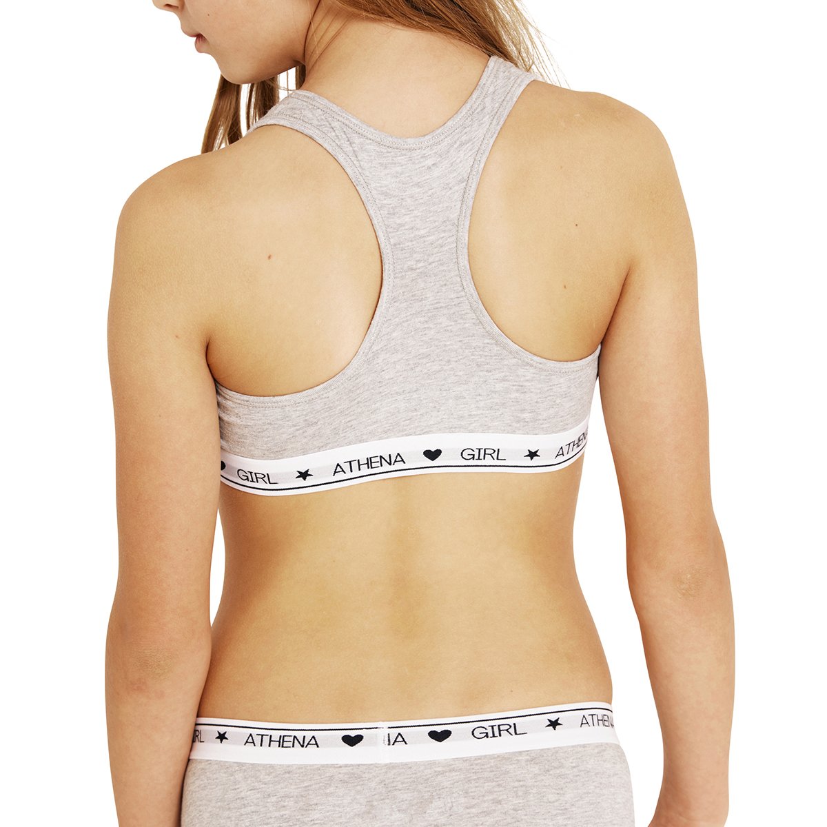 Brassière en coton, coques amovibles gris, ATHENA