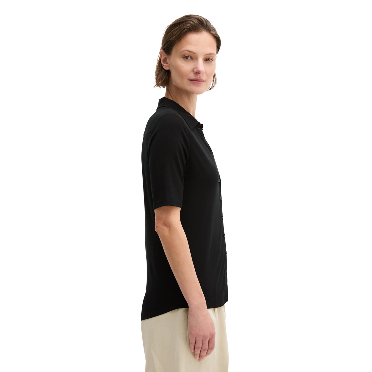 Blouse en jersey regular en LENZING™ ECOVERO™ noir, MARC O'POLO