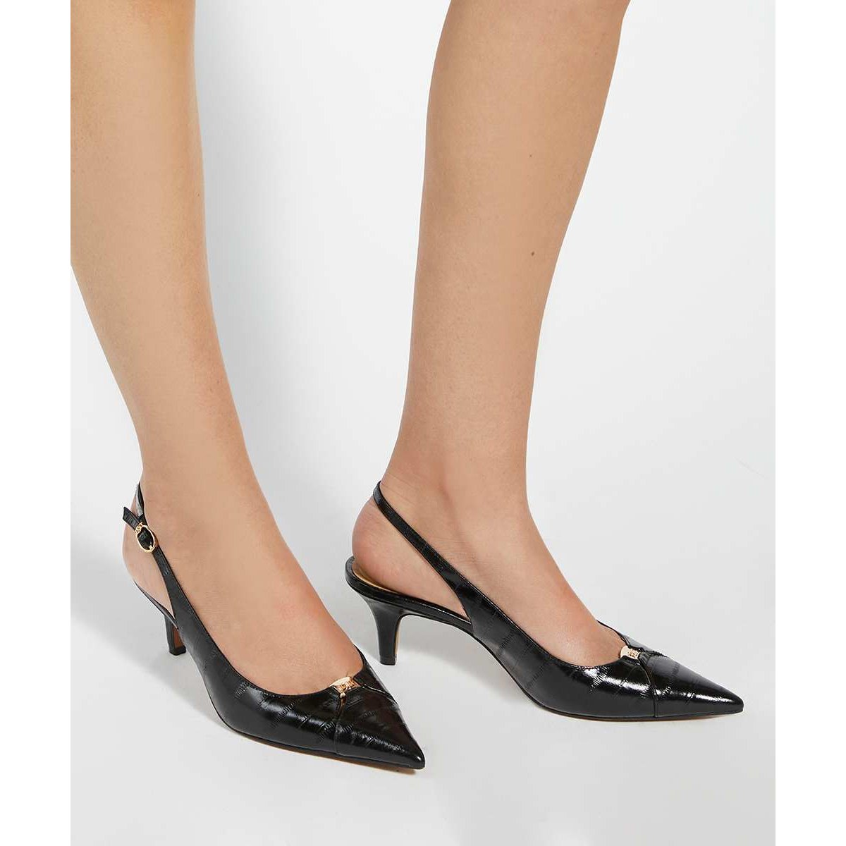 Escarpins à bride arrière en cuir - DISTINCTIVE black-leather, DUNE LONDON
