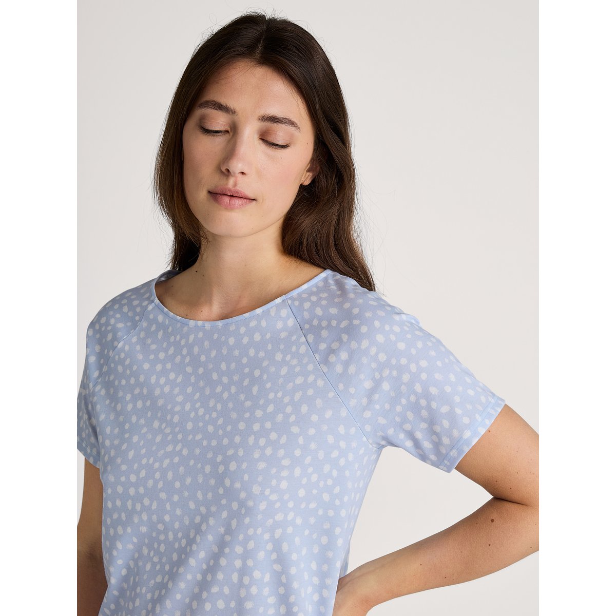 Chemise de nuit manches courtes Coton FAVOURITES SLEEP bleu harmonie, CALIDA
