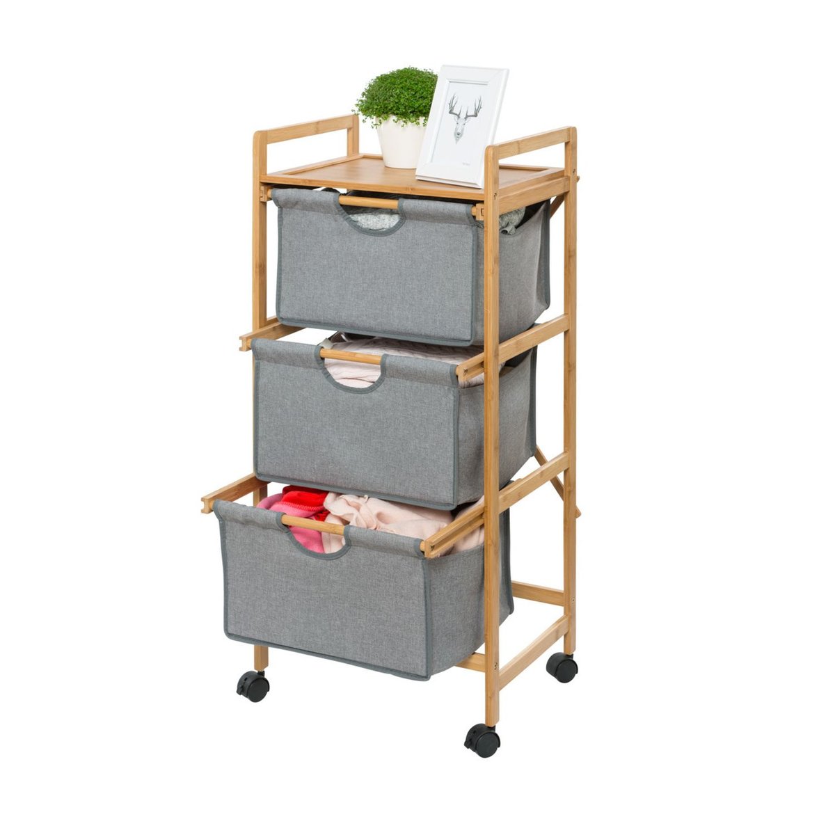 Etagère De Salle De Bain En Bambou 3 Tiroirs gris, WENKO