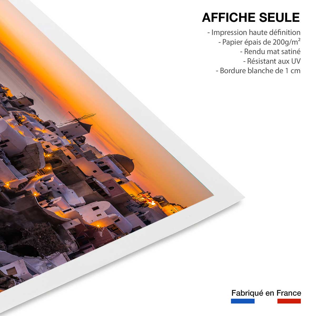 Poster paysage santorini by night affiche seule, HEXOA