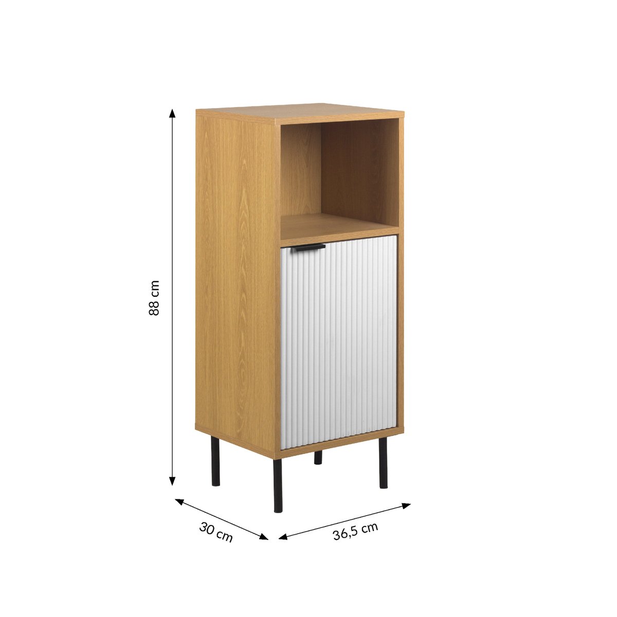 Meuble bas de salle de bain avec rangement à rainures naturel, DOUCEUR D'INTÉRIEUR
