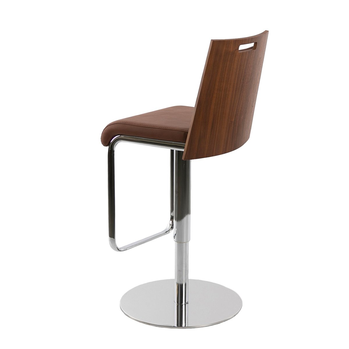 Tabouret en simili et acier chromé marron | noyer | acier, ANGEL CERDA