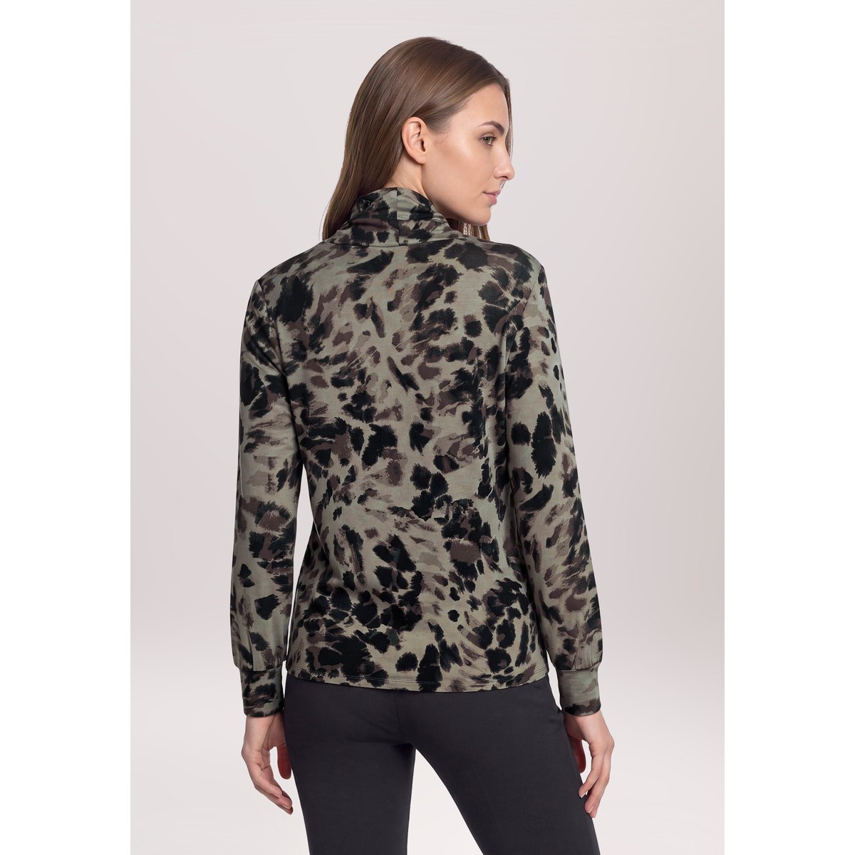 T-shirt à col roulé à col droit taupe/black, BETTY BARCLAY