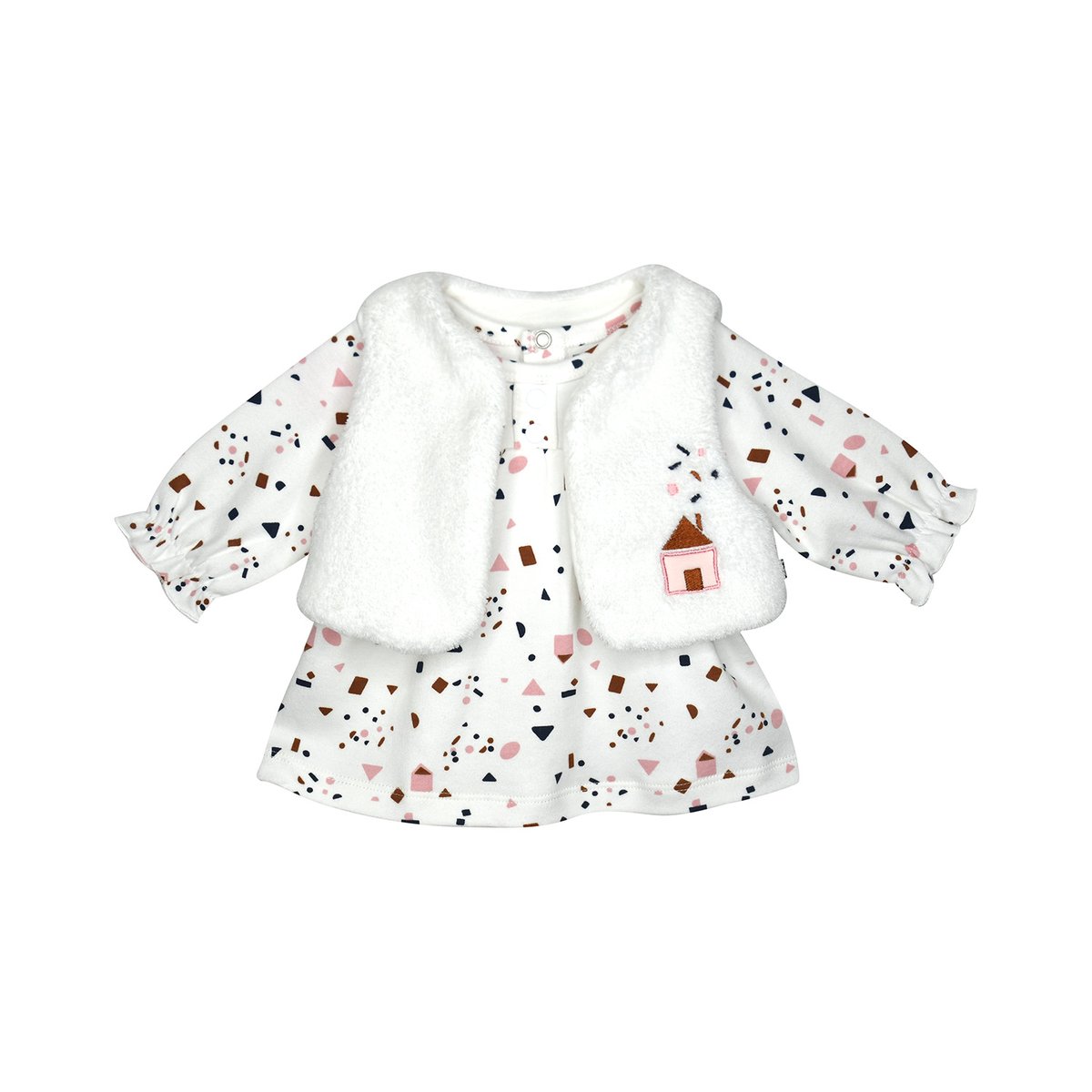Tunique pantalon gilet ss mches francette blanc, SUCRE D'ORGE