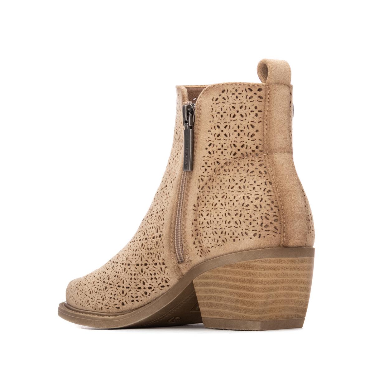 Bottine Talon Décontractée Fermeture éclair beige, REFRESH