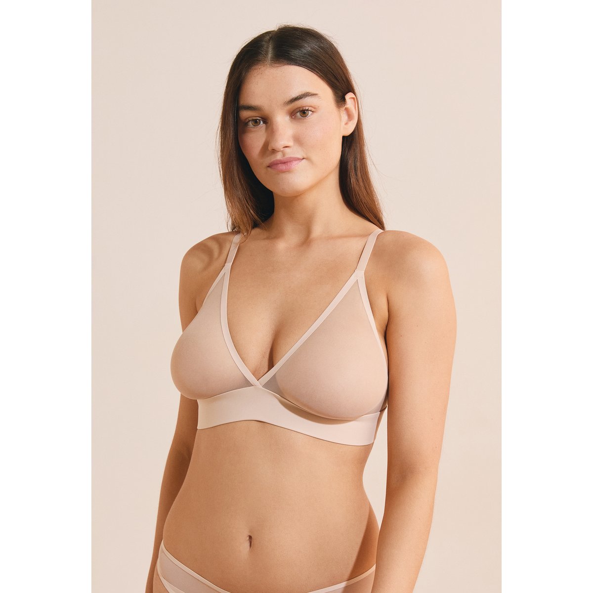 Soutien-gorge triangle en tulle PURE MESH lin, ETAM