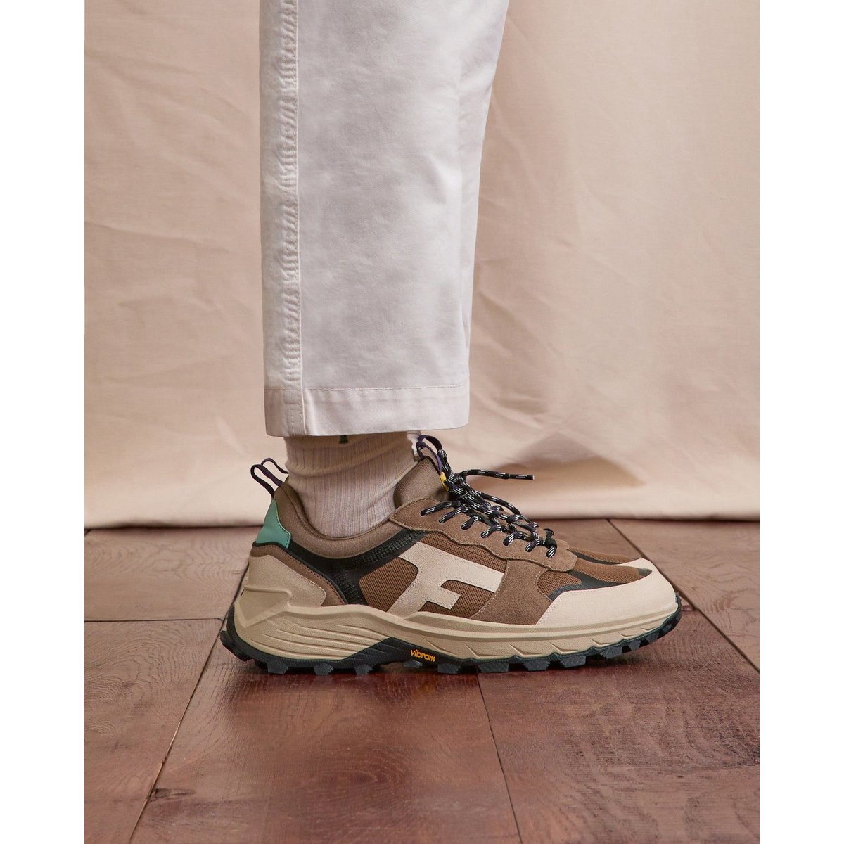 Running tissu suede HAZEL MONSTERA beige clair, FAGUO