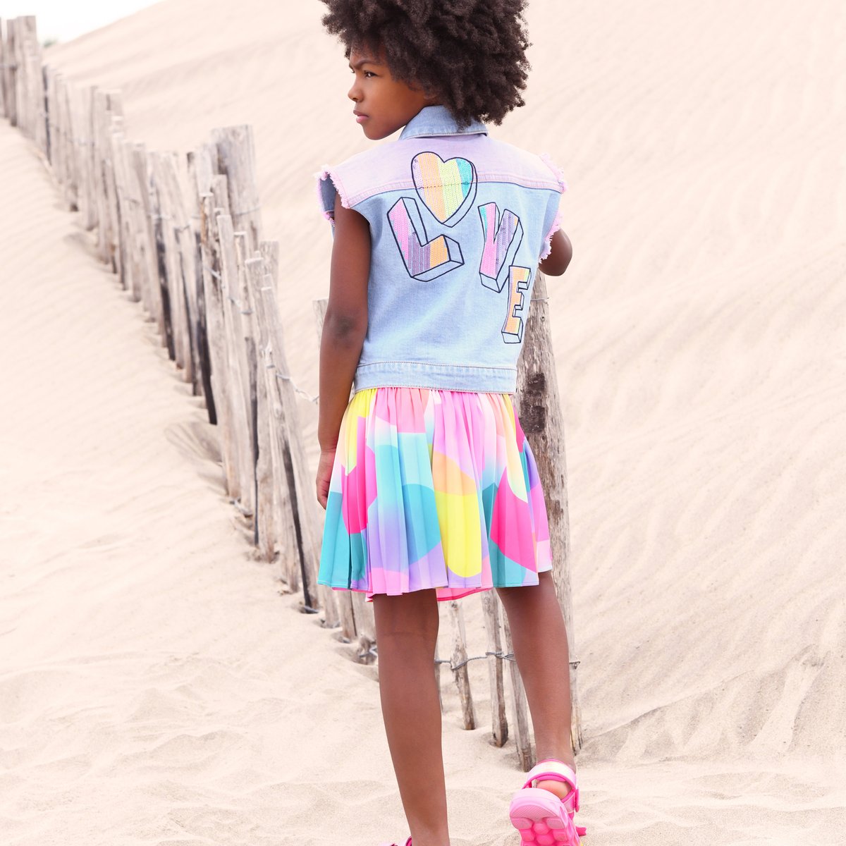 Veste en jean bicolore double stone+brossage, BILLIEBLUSH