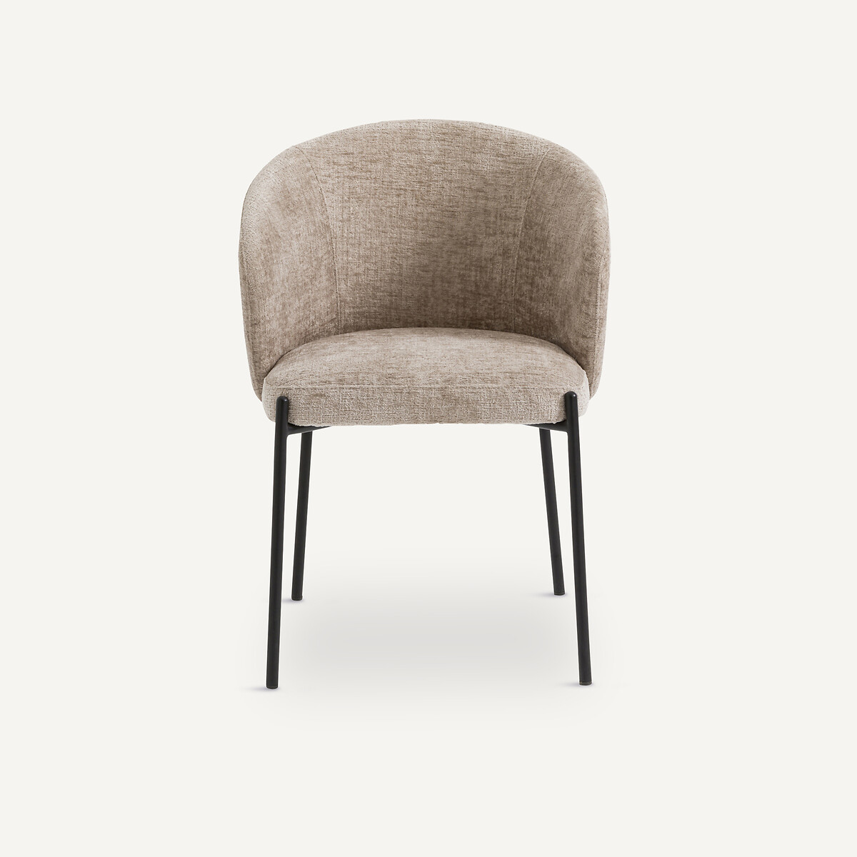 Fauteuil de table velours chenille, Kinna vison, AM.PM