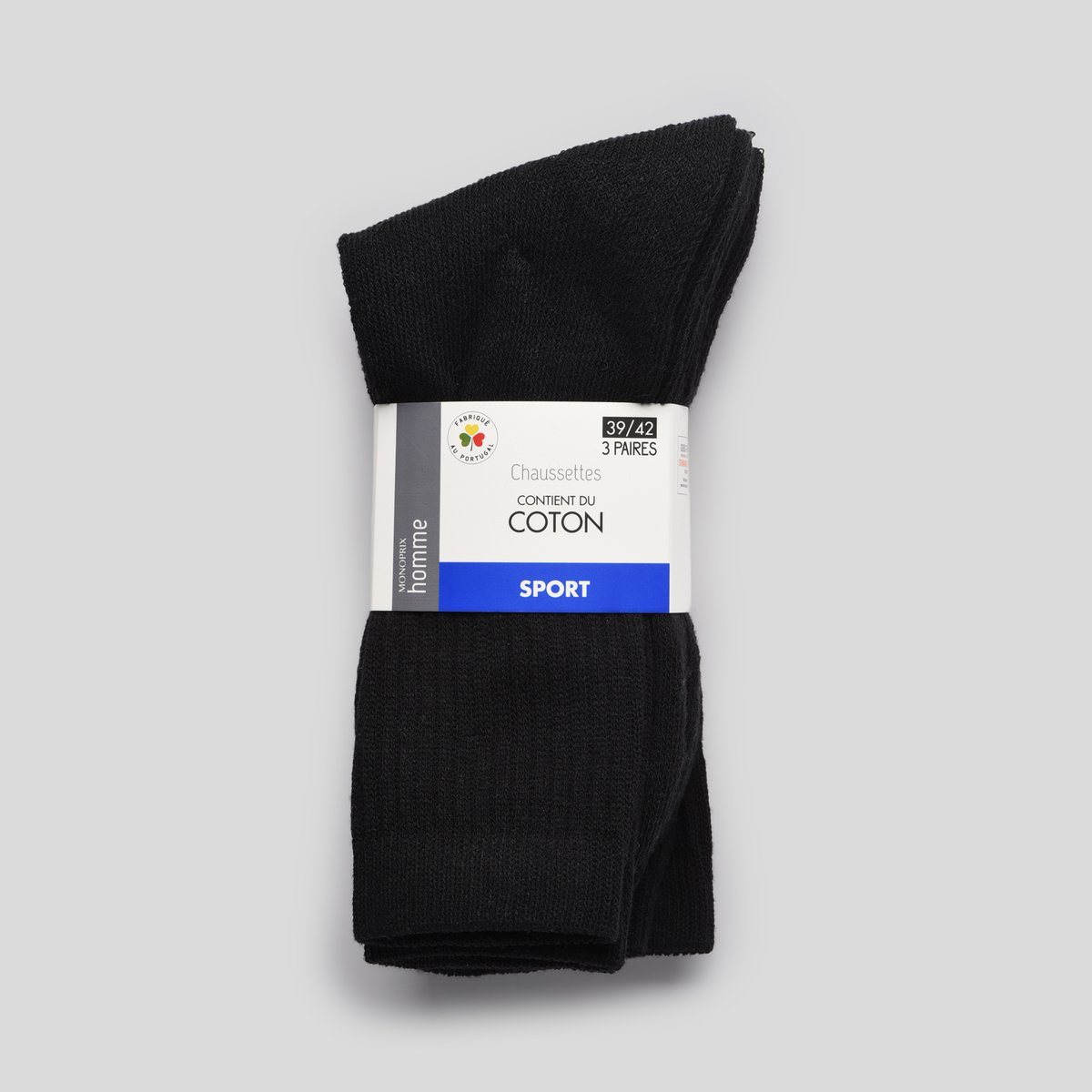 Lot de 3 paires de chaussettes de sport - Monoprix Fit noir, MONOPRIX