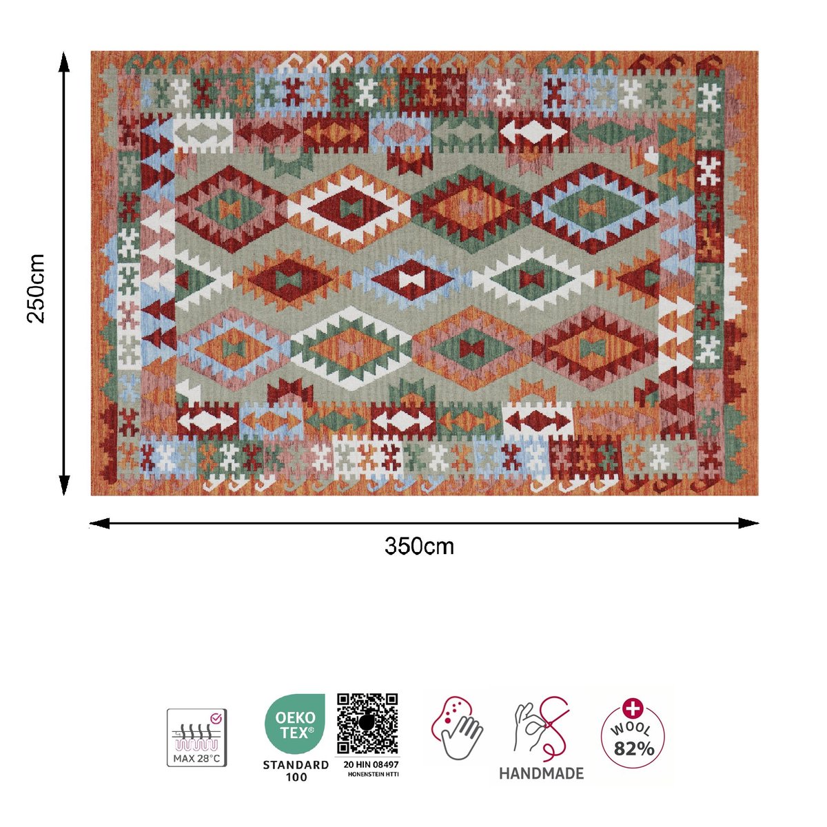 Tapis en laine, ETHNIC multicolore, INSPIRE