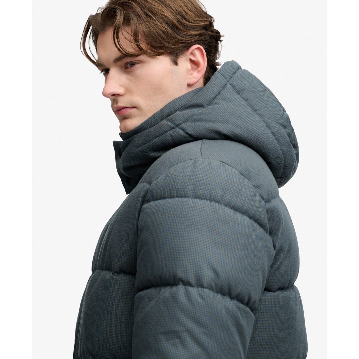 Doudoune à Capuche à Carreaux Premium carreaux olive/marine, SUPERDRY