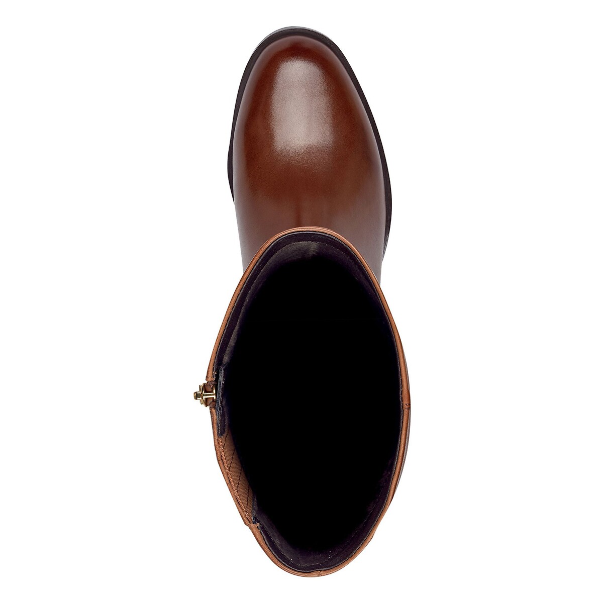 Flache Lederstiefel cognac, TAMARIS