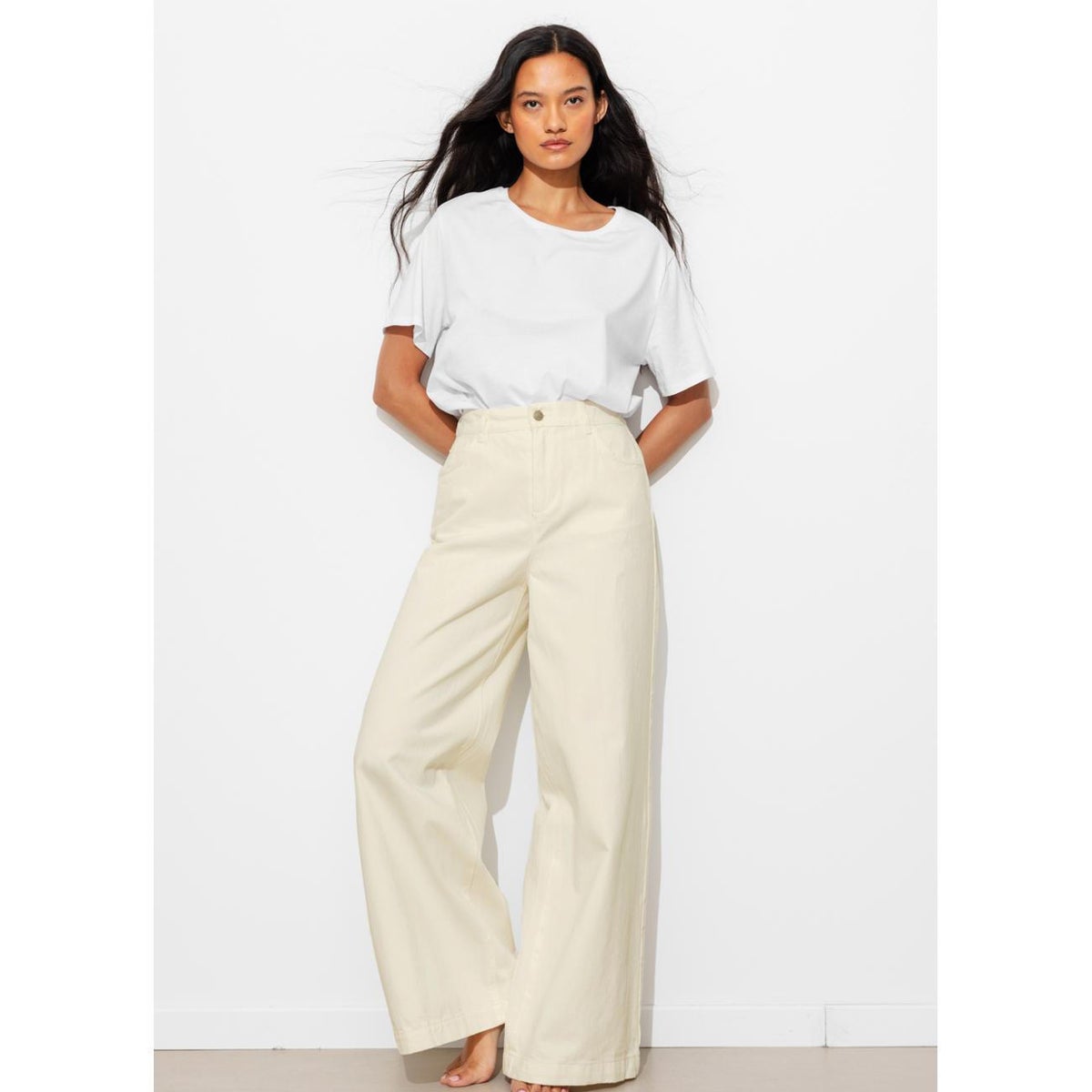 CESAR pantalon large ecru, PROMOD