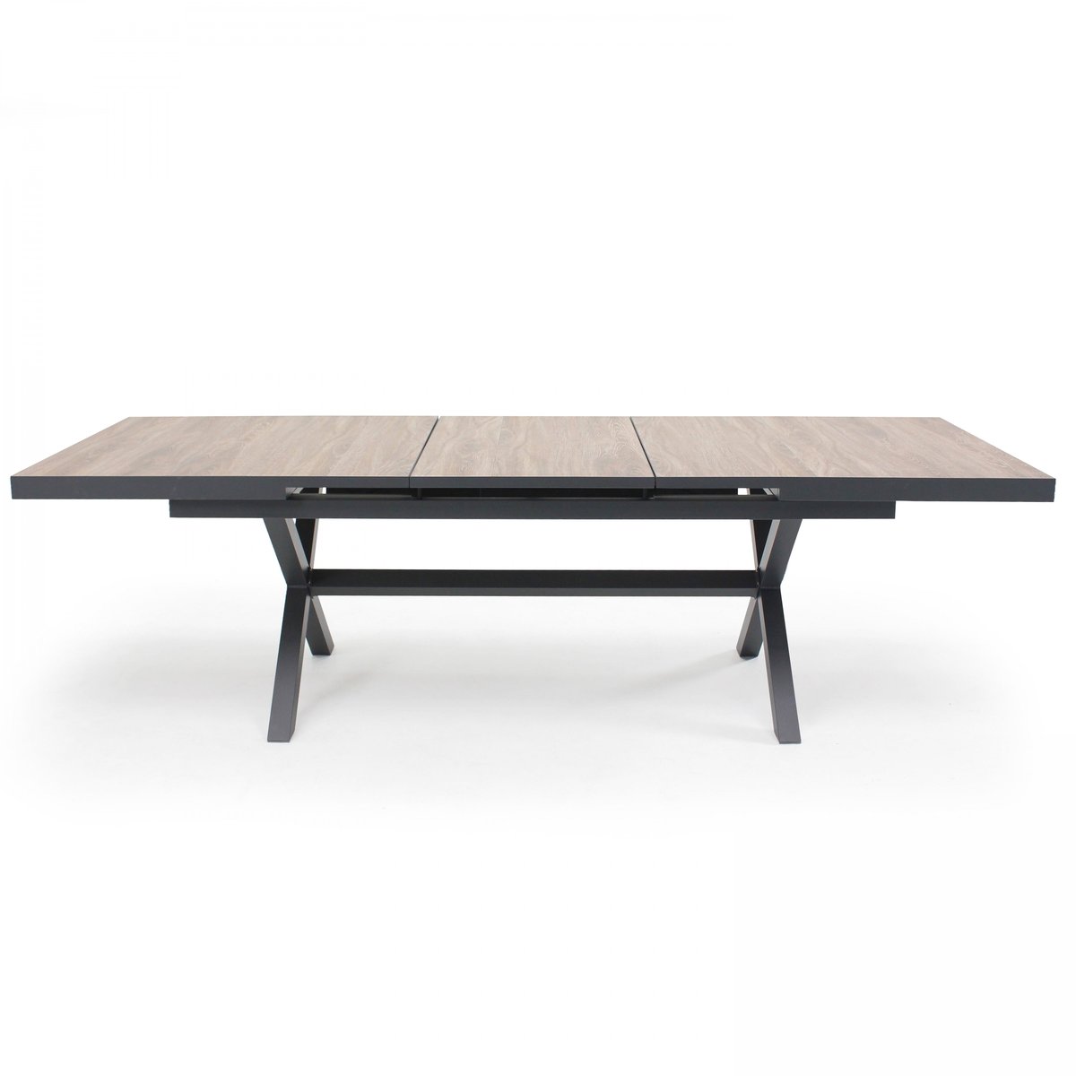 Table extensible de jardin en aluminium et céramique 8 à 12 places, TIVOLI bois clair, OVIALA