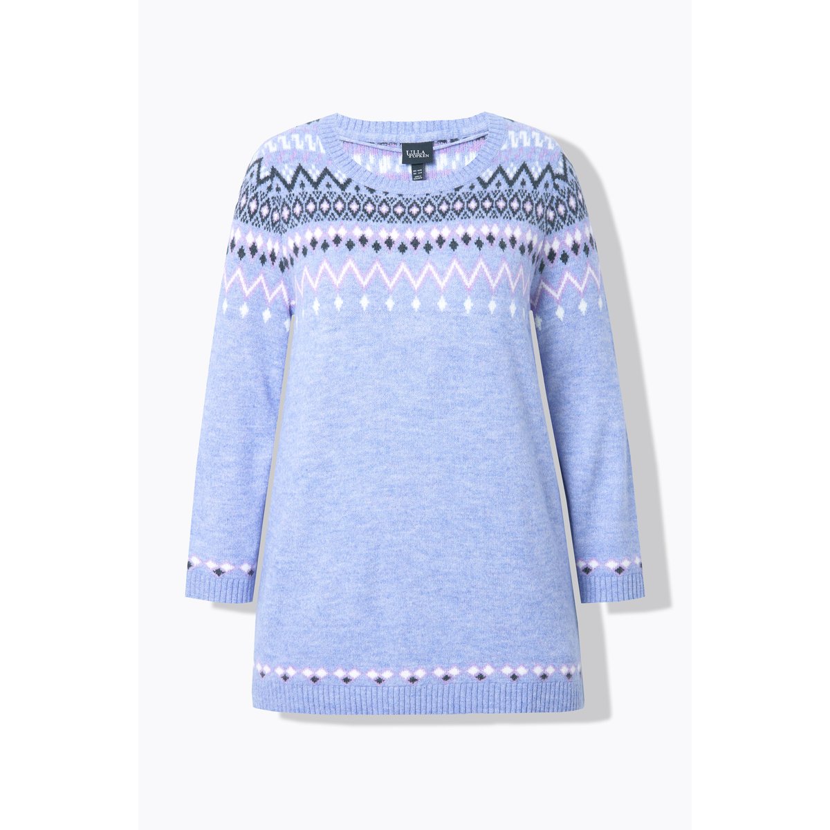 Pull norvégien à col rond et manches longues bleu ciel, ULLA POPKEN