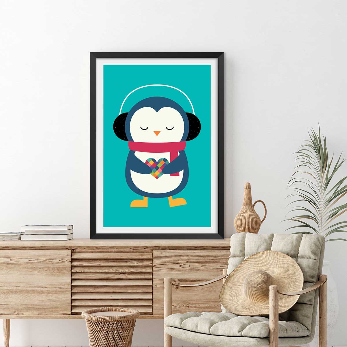 Affiche coeur à prendre affiche + cadre en bois - noir, HEXOA