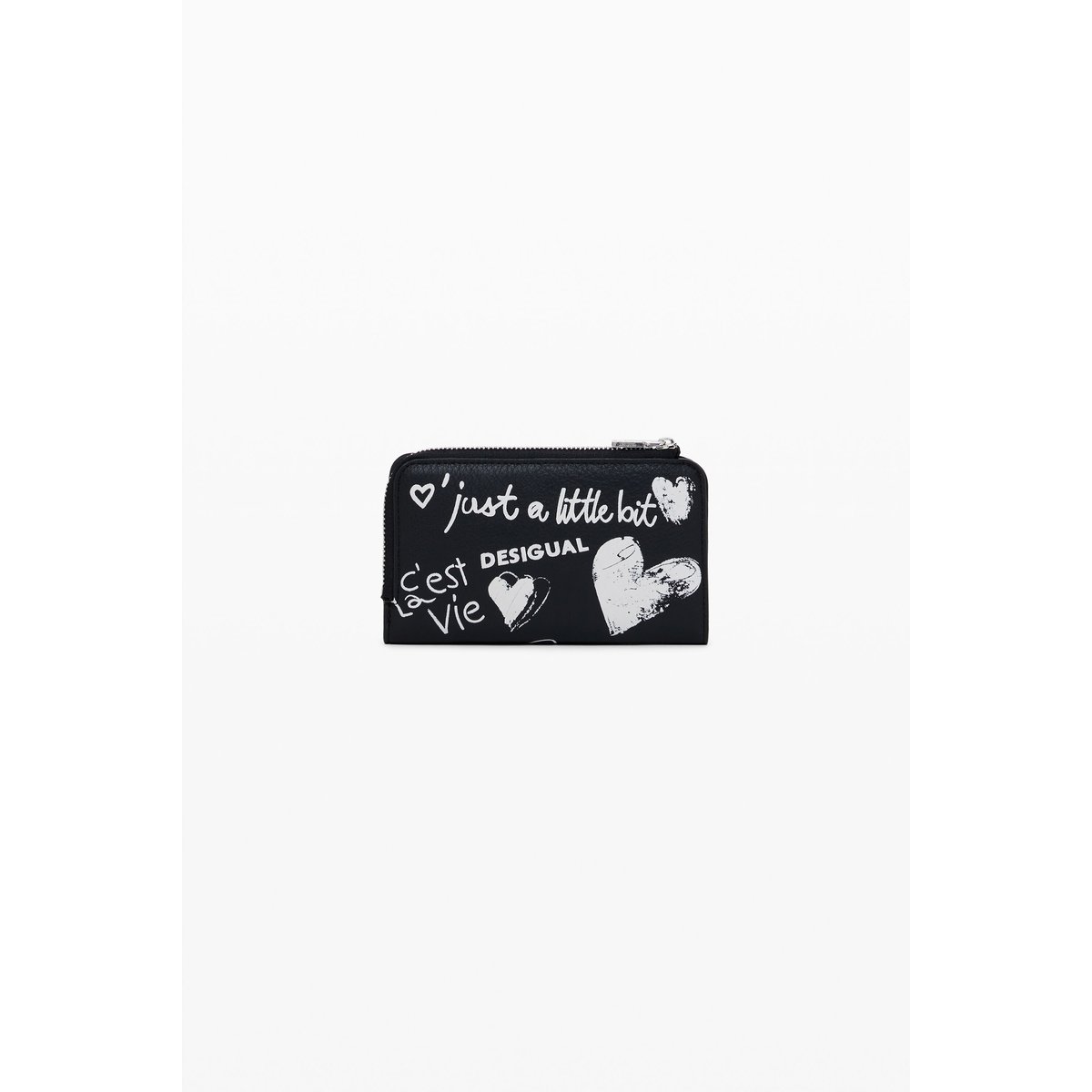 Porte-monnaie effet cuir graffiti moyen noir, DESIGUAL