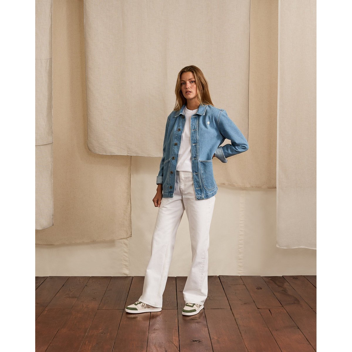Baskets cuir HAZEL kaki, FAGUO