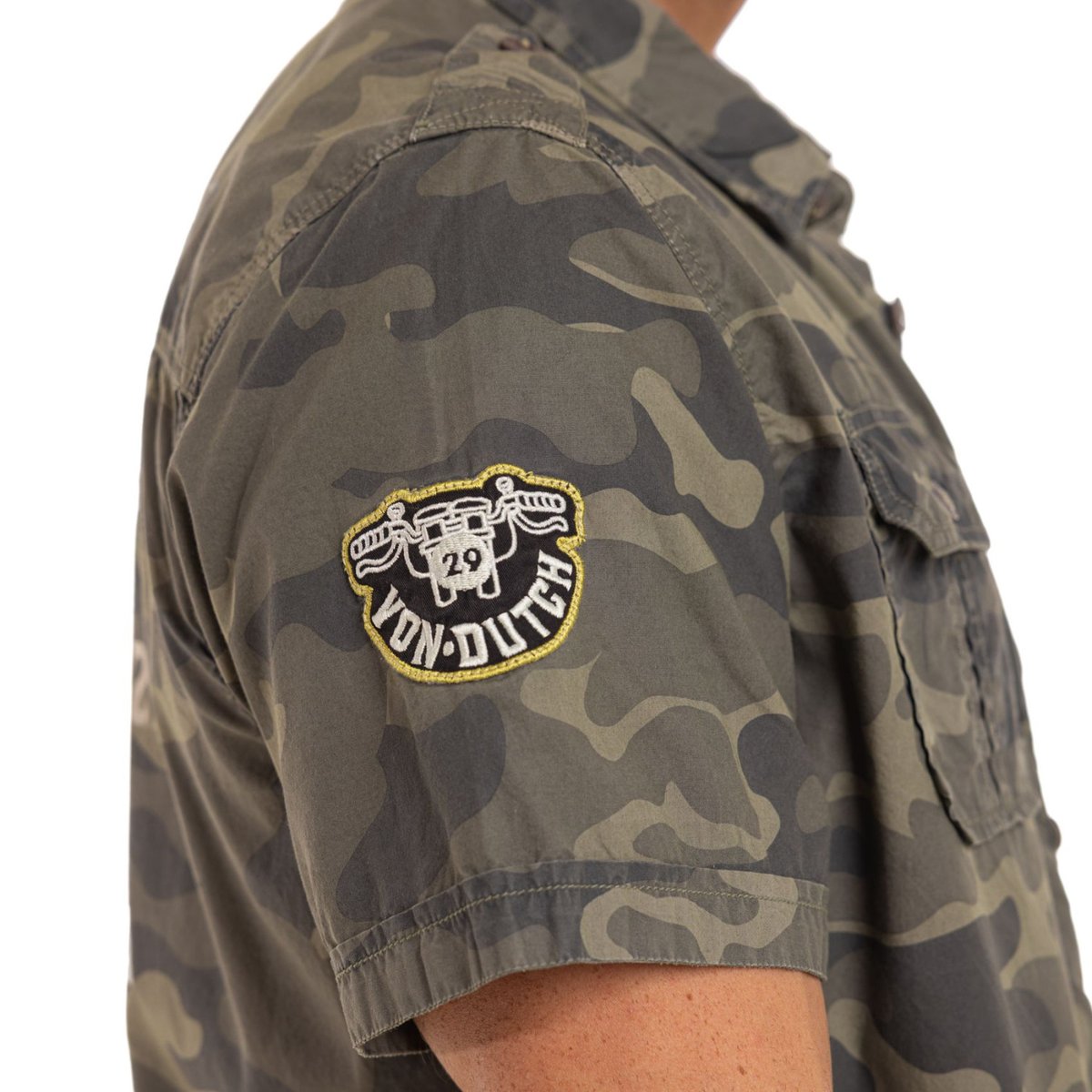 Chemise en coton DEREK camouflage/noir/blanc, VON DUTCH