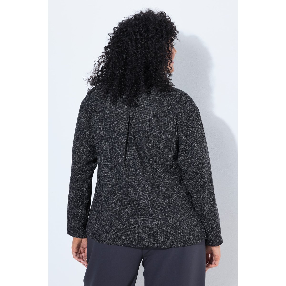 Veste chinée, col chemise et manches longues olive foncé, ULLA POPKEN