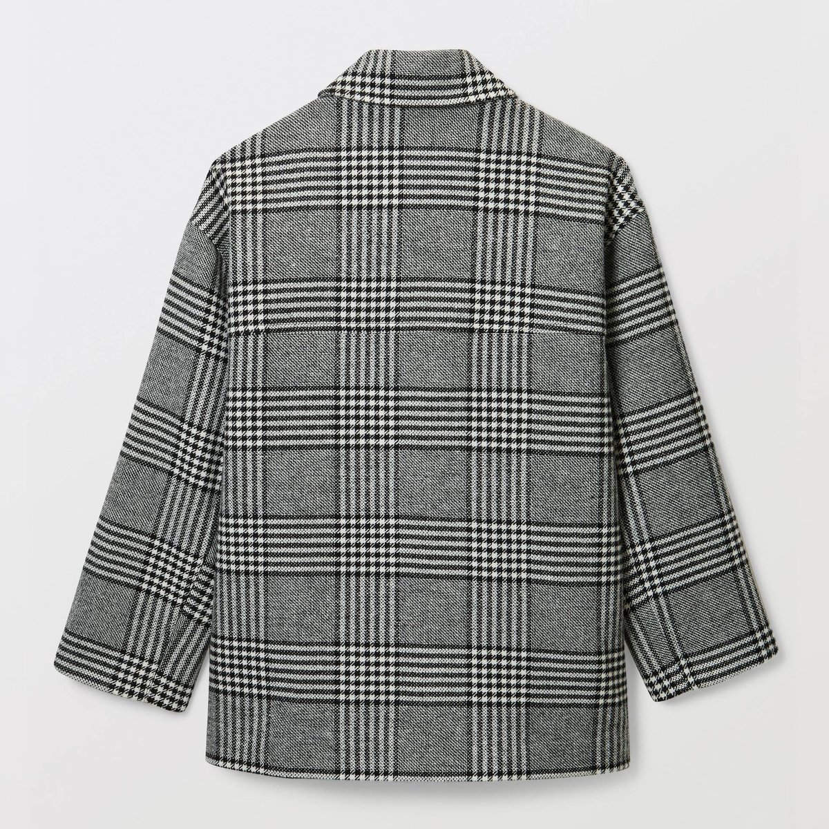 Manteau court à carreaux double boutonnage contenant de la laine gris, MONOPRIX