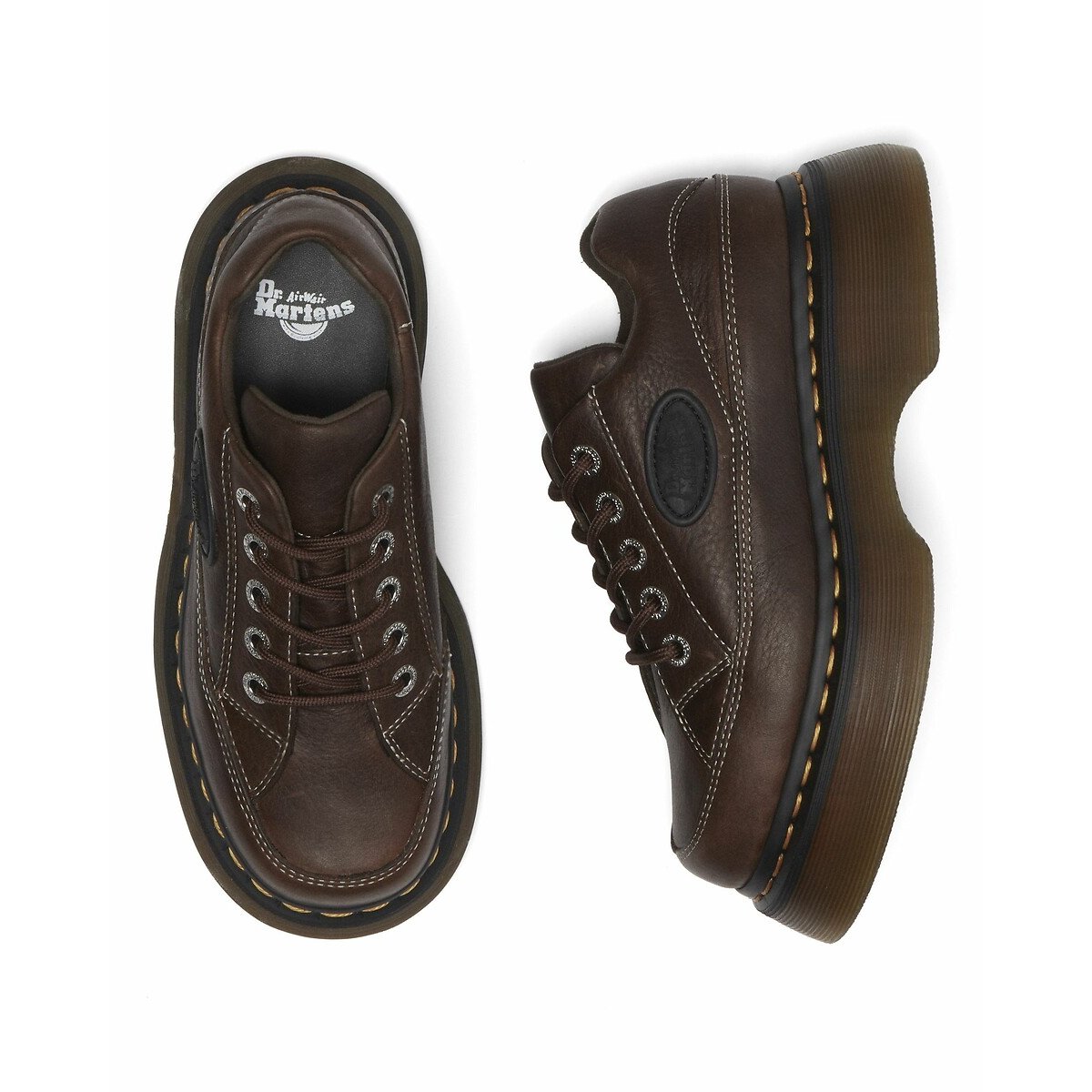 Chaussures Buzz en cuir Milled Nappa marron, DR. MARTENS