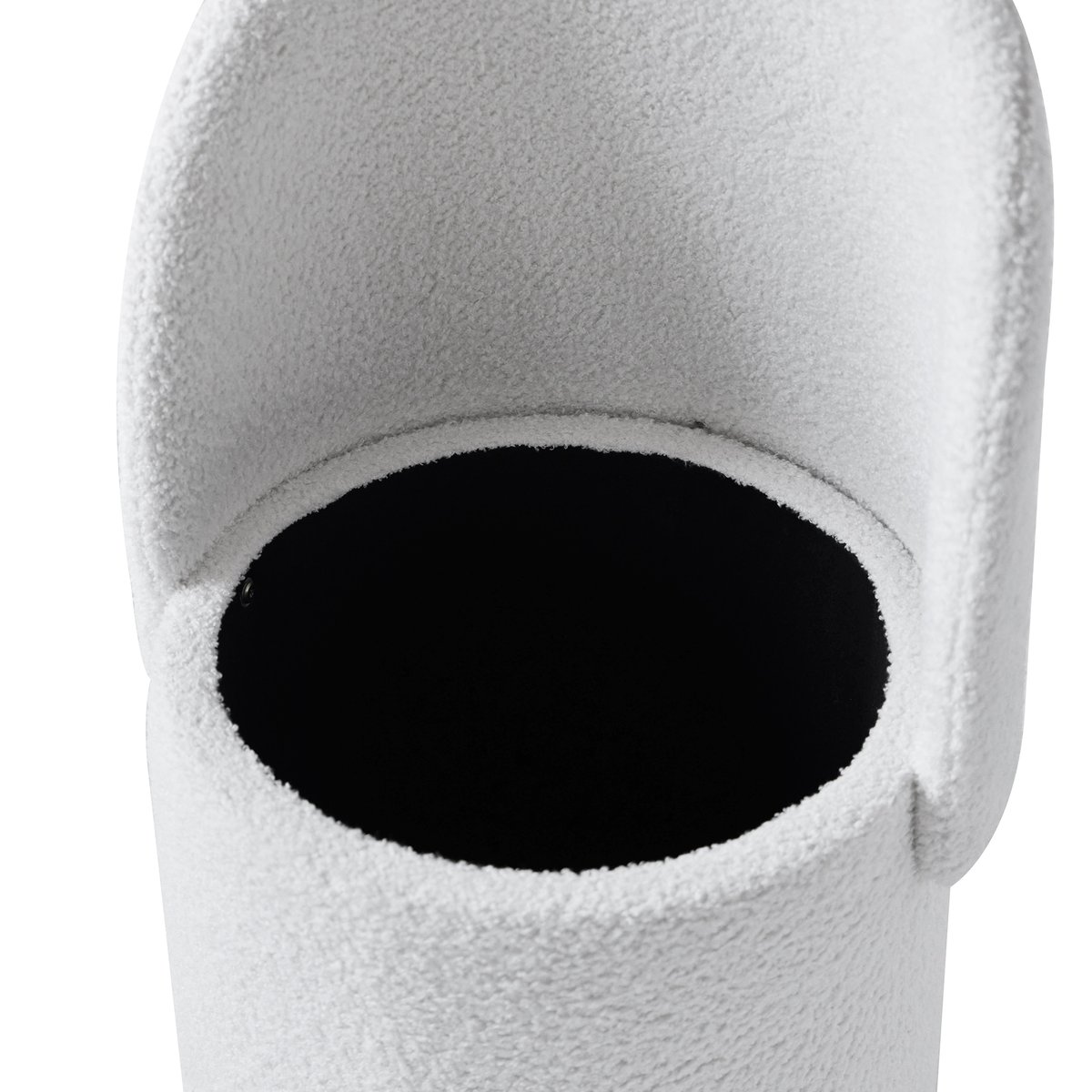 Pouf avec dossier et rangement, bouclette blanc cassé, NORDLYS