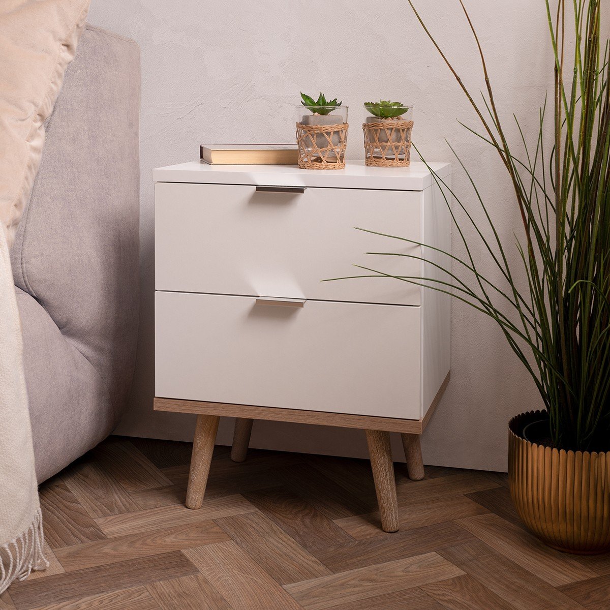 Chevet 2 Tiroirs L40 cm - COPENHAGUE blanc, CALICOSY