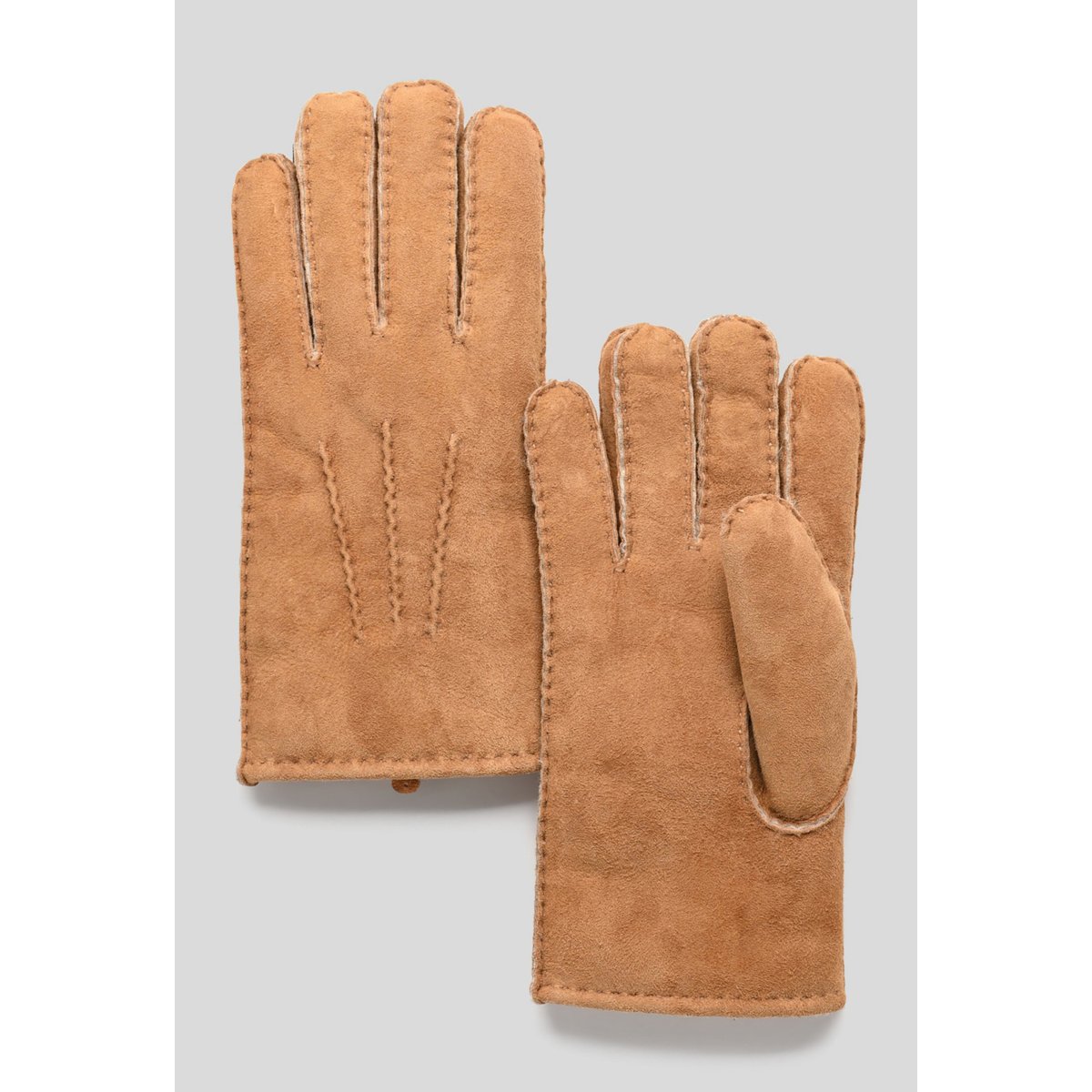 Gants fourrés en cuir ocre, MONOPRIX
