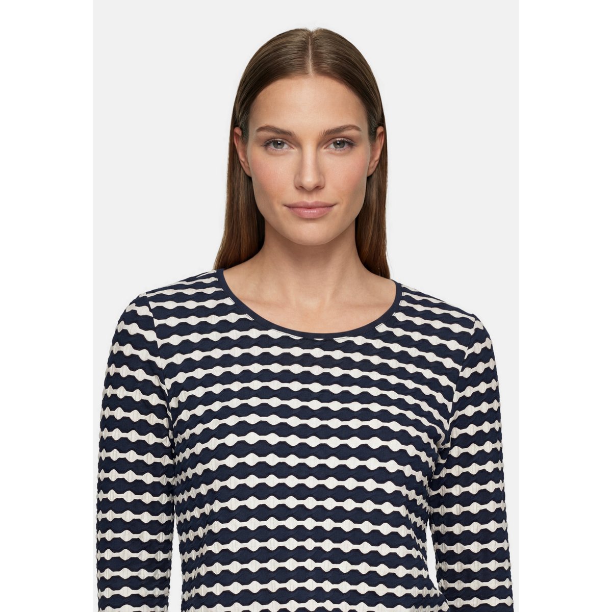 T-shirt basique à encolure ronde bleu/blanc, BETTY BARCLAY