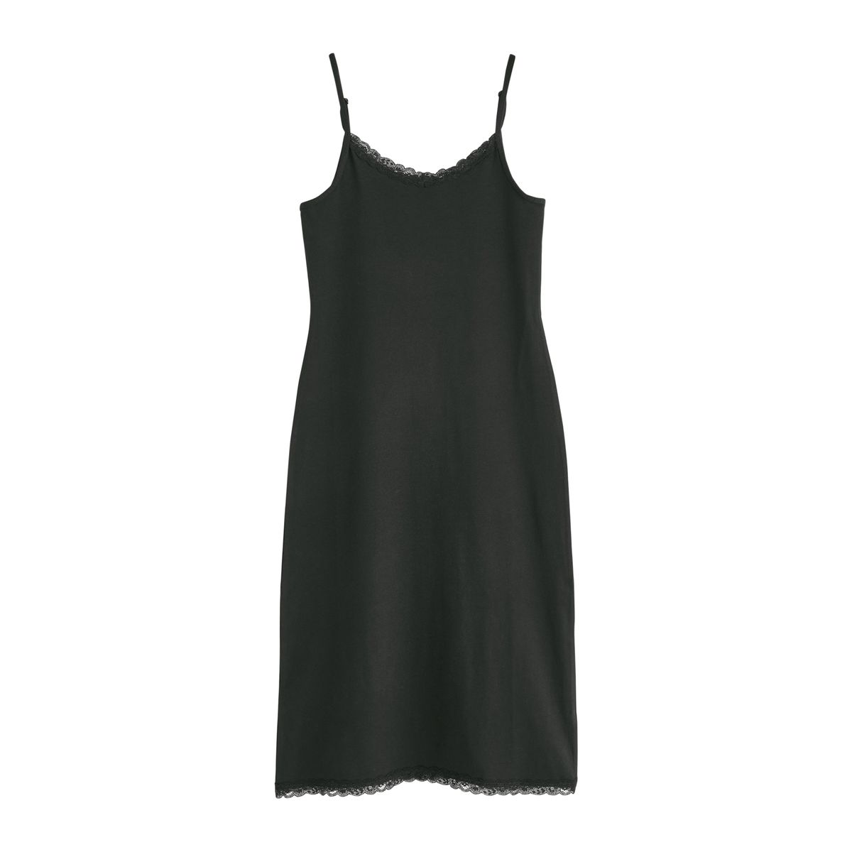 Nuisette en coton avec finition dentelle noir/blanc, NEXT