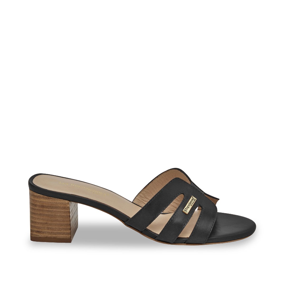 Mules à talons en cuir LIVIA noir, LES TROPEZIENNES PAR M.BELARBI