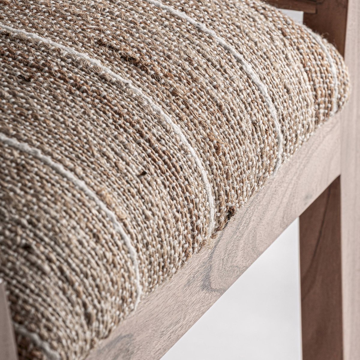 Repose-pieds bohème en bois et jute marron et beige, RECOLLECTION