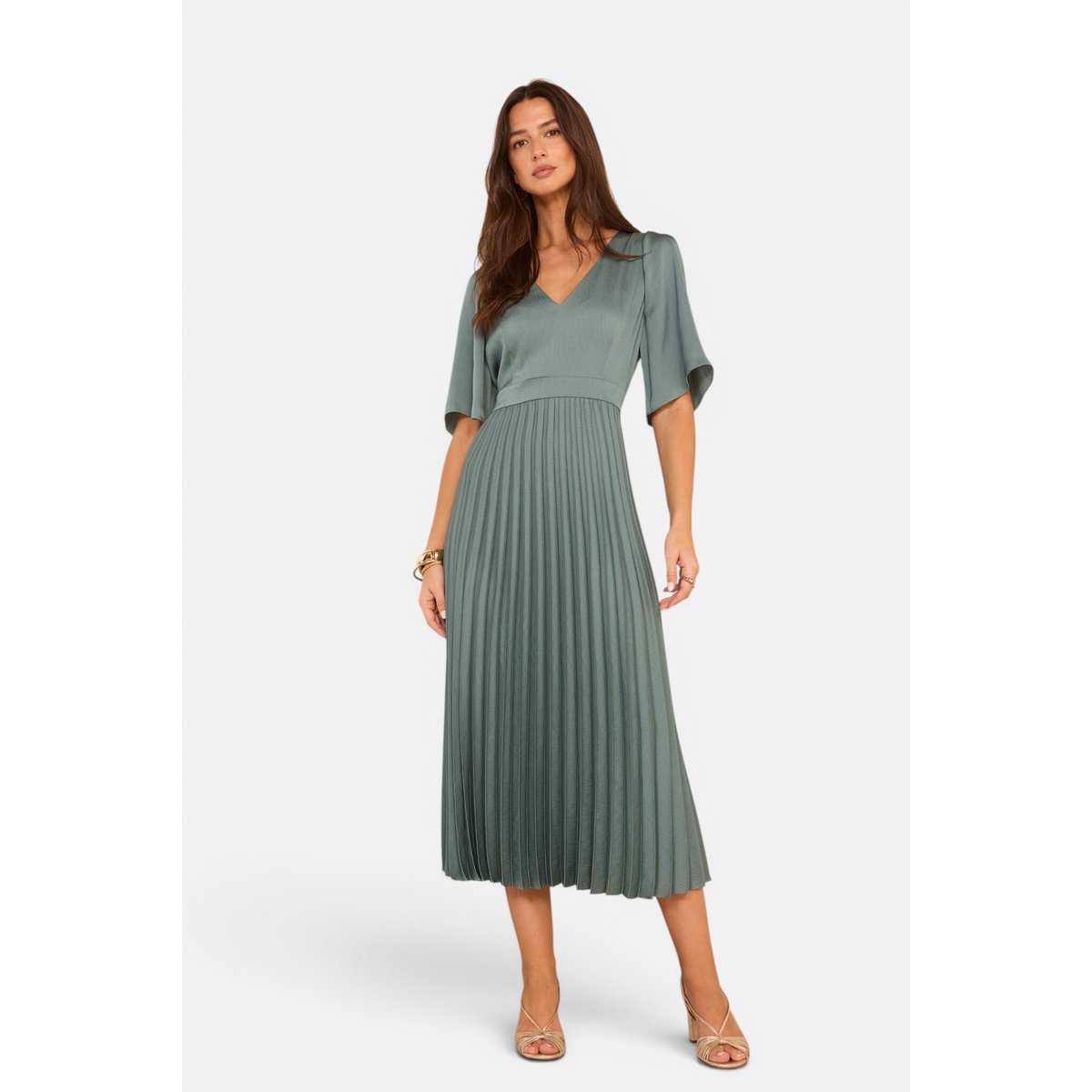 Robe longue plissée BILLIE petrole, Maison 123