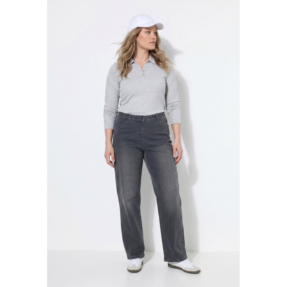 Jeans Mary jambe large jean gris, ULLA POPKEN
