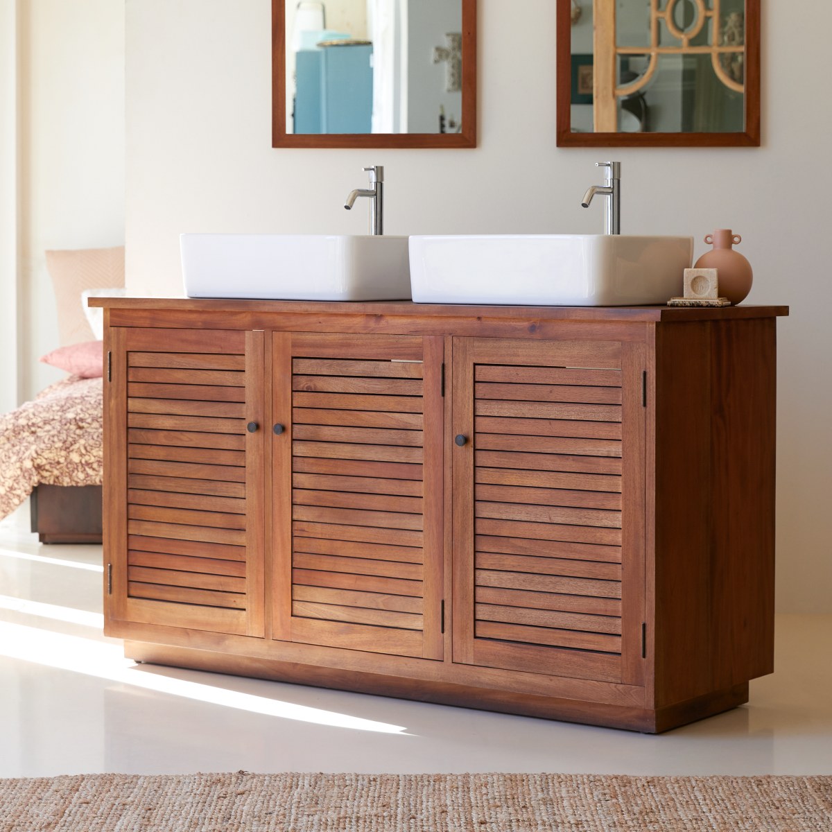 Meuble Salle De Bain en Acacia massif, LOGGIA naturel, TIKAMOON