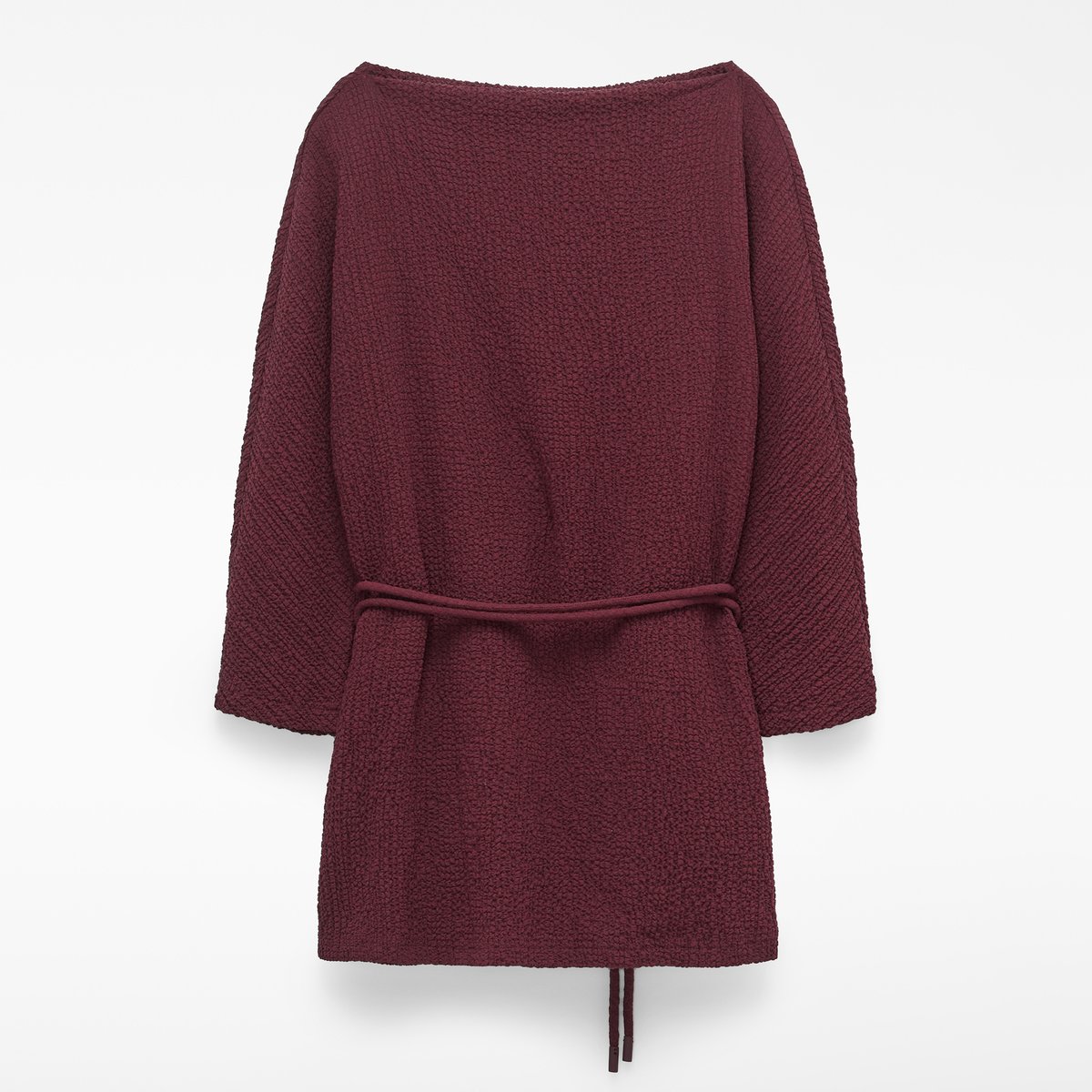 Top bouclé semi-ajusté avec ceinture prune, ADOLFO DOMINGUEZ