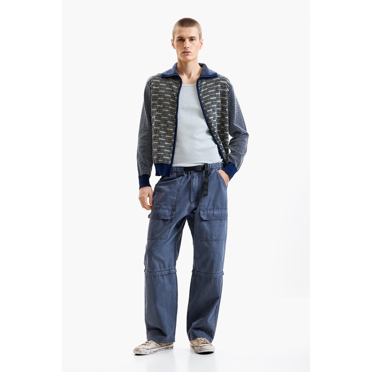 Pantalon long en coton bleu, DESIGUAL