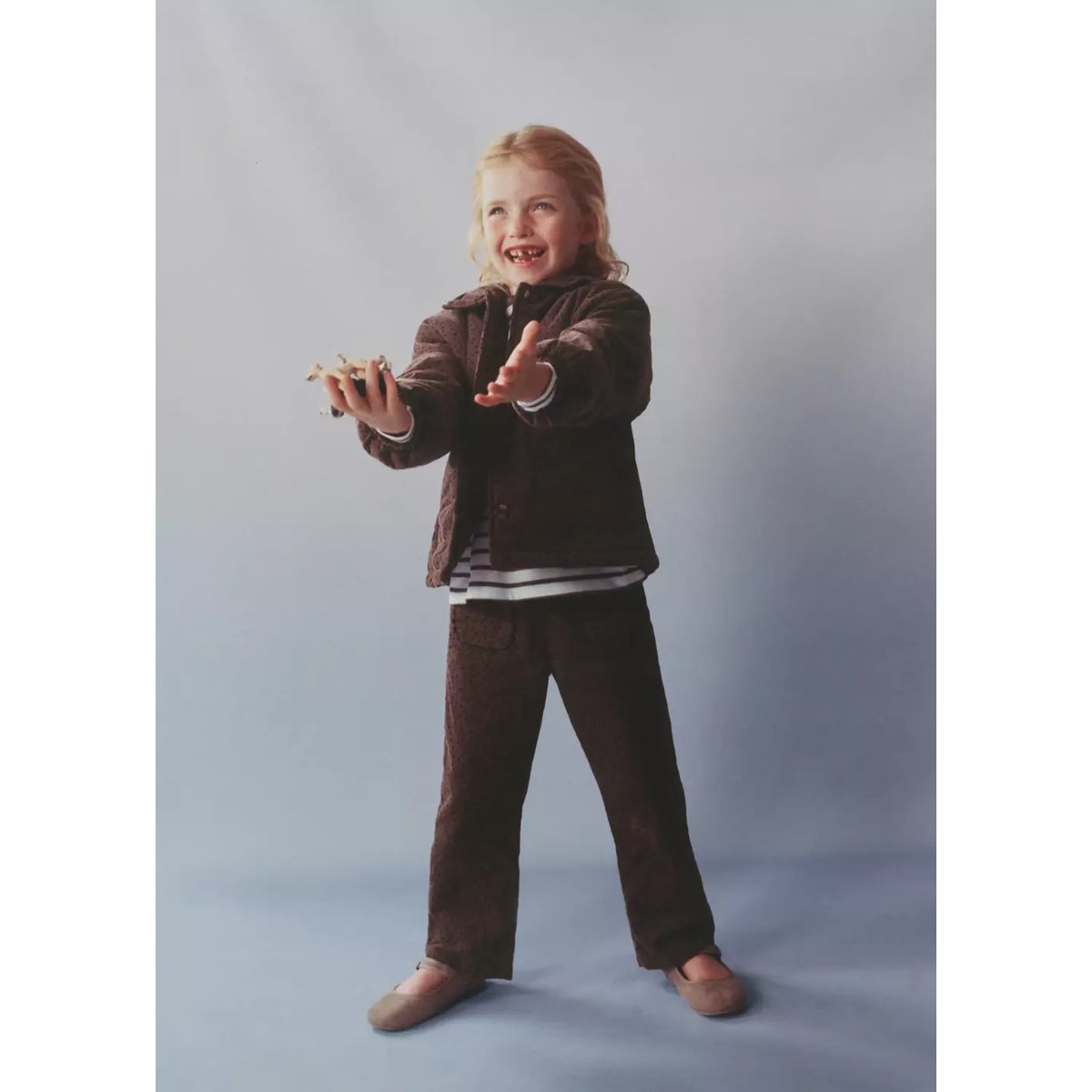 Pantalon velours côtelé à pois marron, MANGO BABY