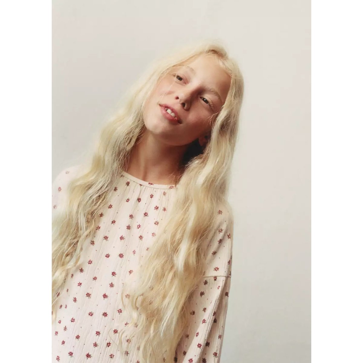 T-shirt coton fleurs blanc cassé, MANGO KIDS