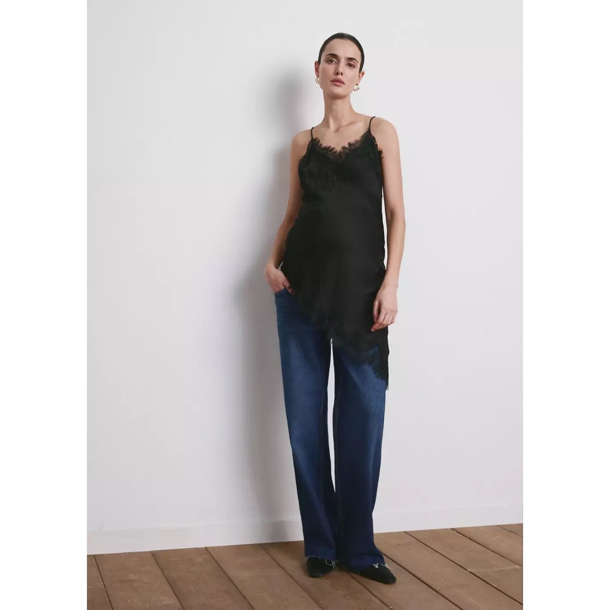 Jean large de grossesse bleu foncé, MANGO